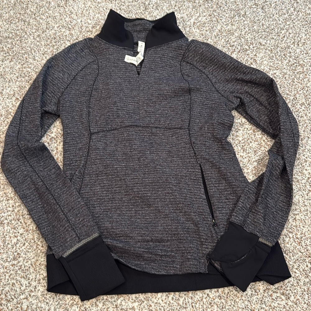 Lululemon 1/2 Zip Heathered Black Size 10